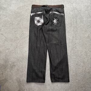 Y2K Red Ape Jeans Men's 40 x 32 Black Denim Embroidered Heavy Hip Hop 90s